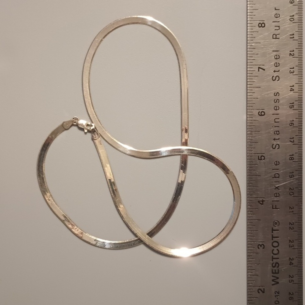 Sterling Silver Herringbone Necklace 24"